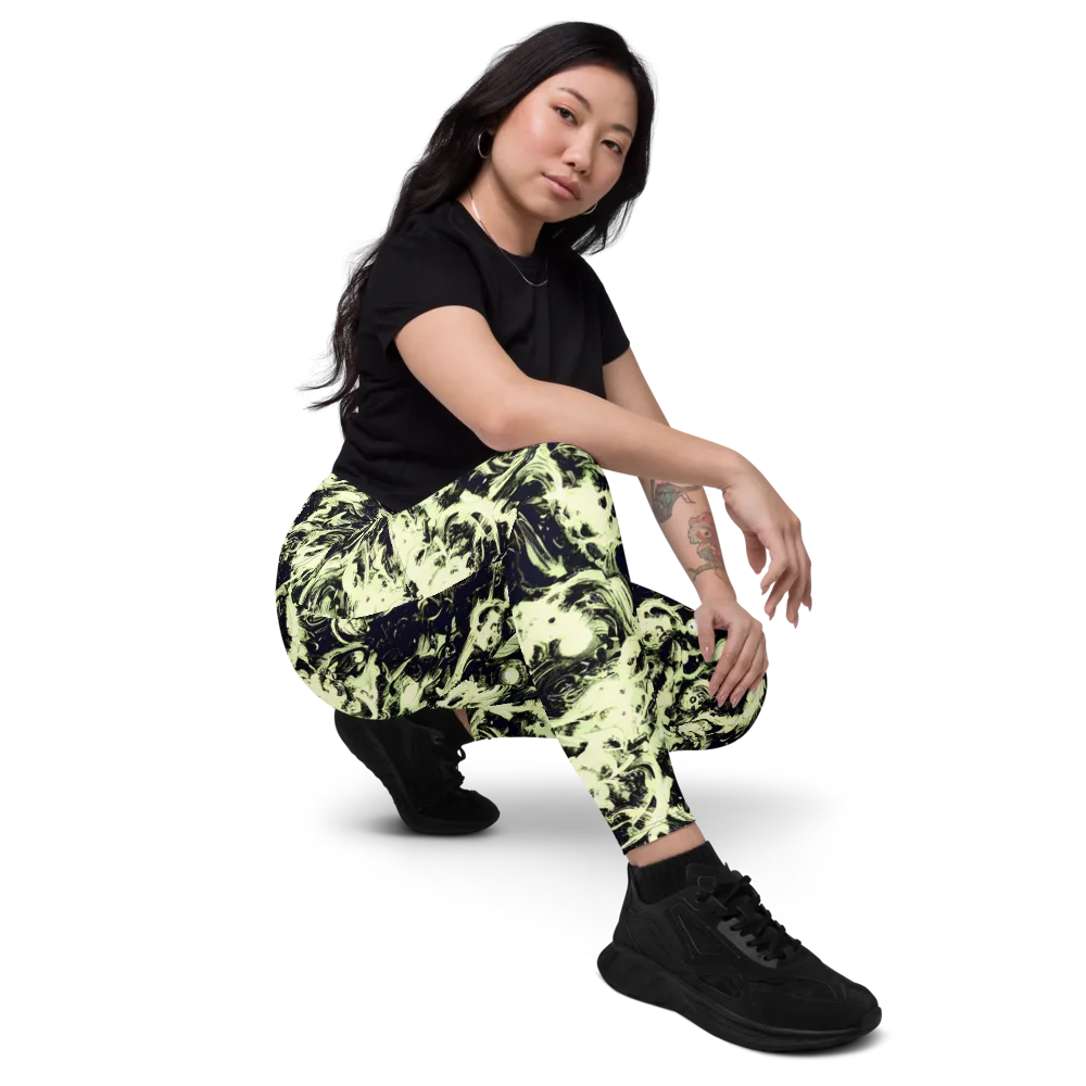 Acid Bone Garden on Leggings with Pockets — Right Front