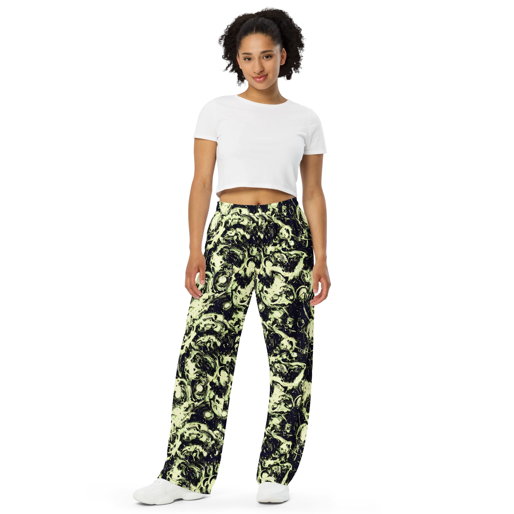 Acid Bone Garden on Wide-Leg Pants — Front