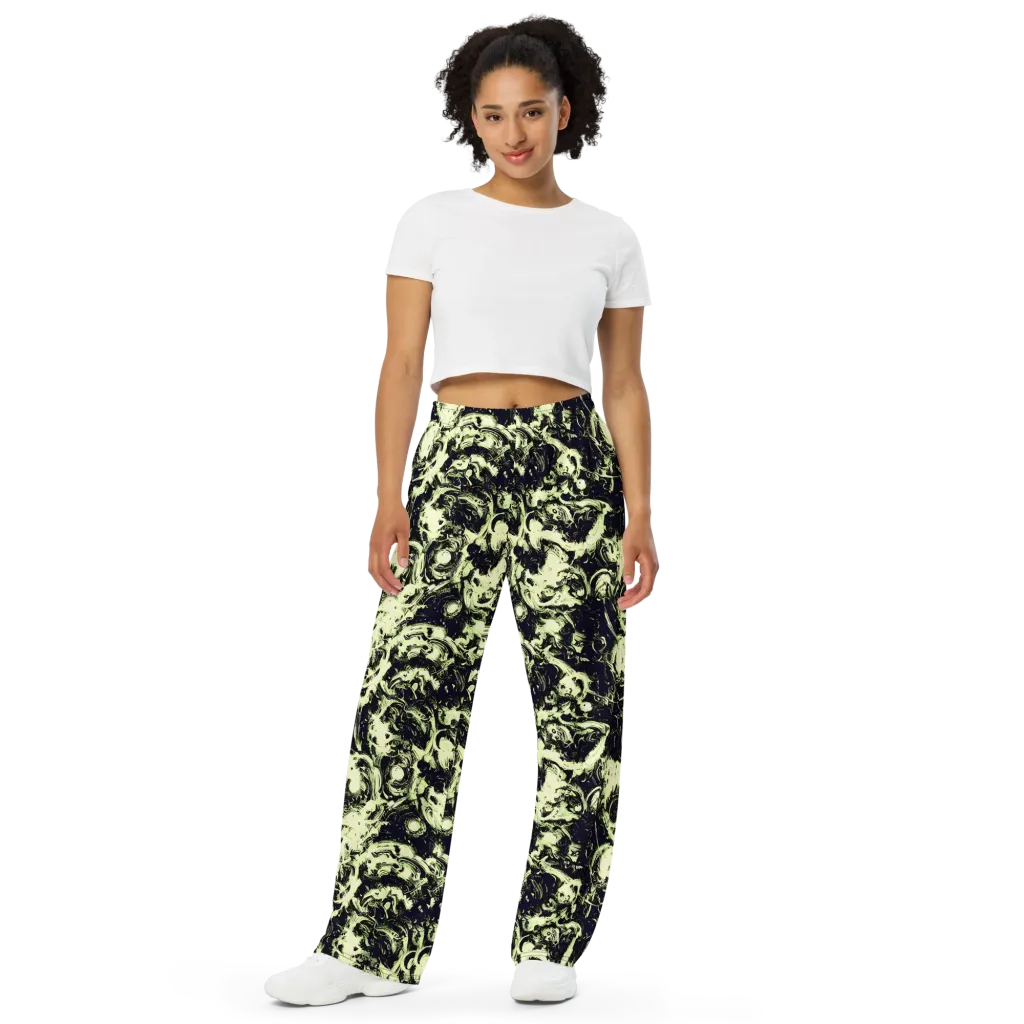 Acid Bone Garden on Wide-Leg Pants — Front