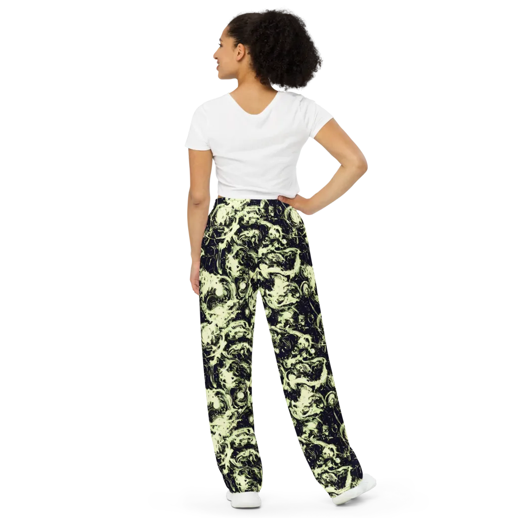 Acid Bone Garden on Wide-Leg Pants — Back