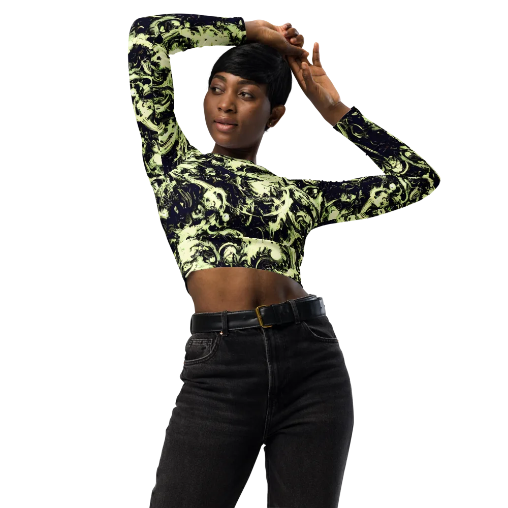 Acid Bone Garden on Long Sleeve Crop Top — Front