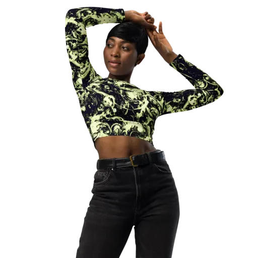 Acid Bone Garden on a Long Sleeve Crop Top