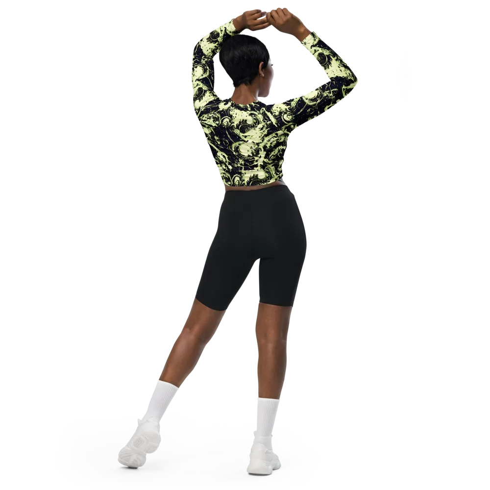 Acid Bone Garden on Long Sleeve Crop Top — Back