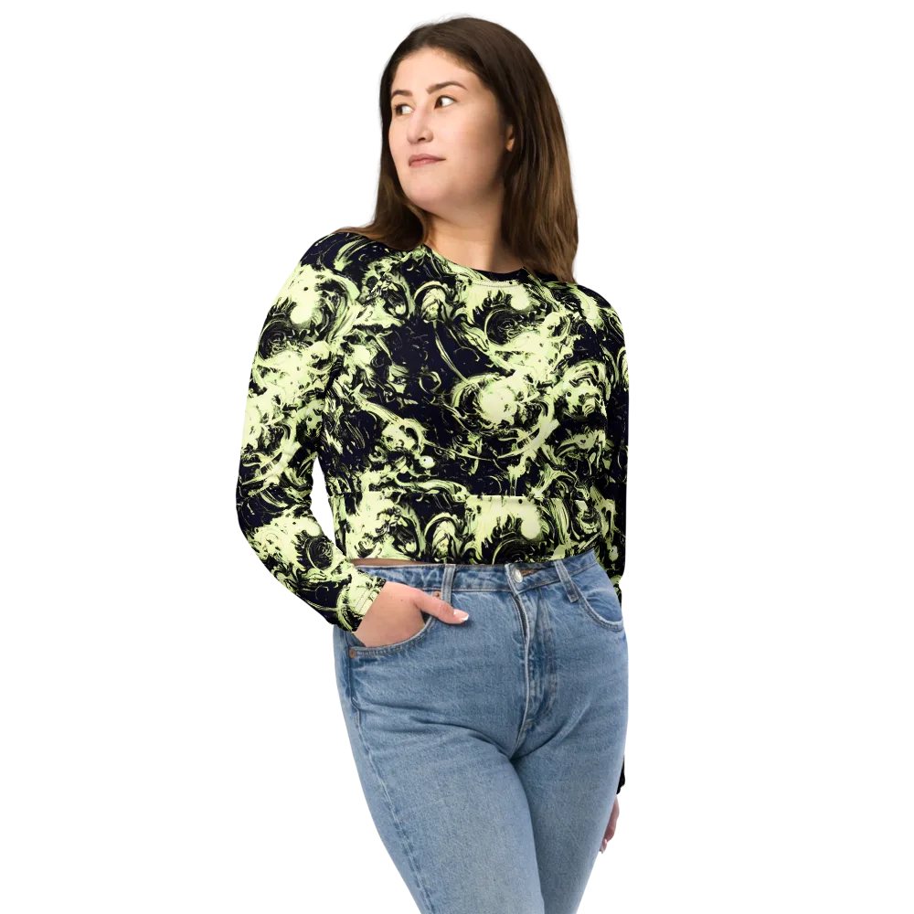 Acid Bone Garden on Long Sleeve Crop Top — Front