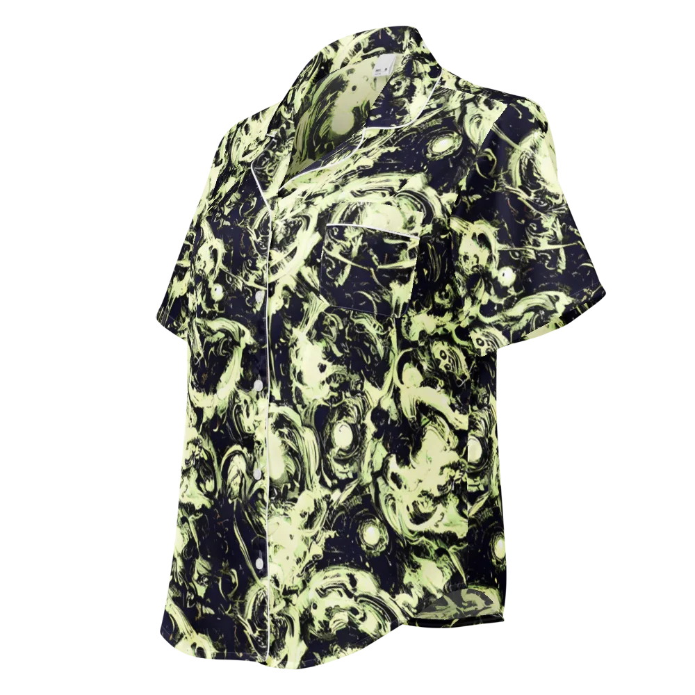 Acid Bone Garden on Women's Short Sleeve Pajama Top — Left Front