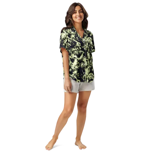 Acid Bone Garden on a Women's Short Sleeve Pajama Top