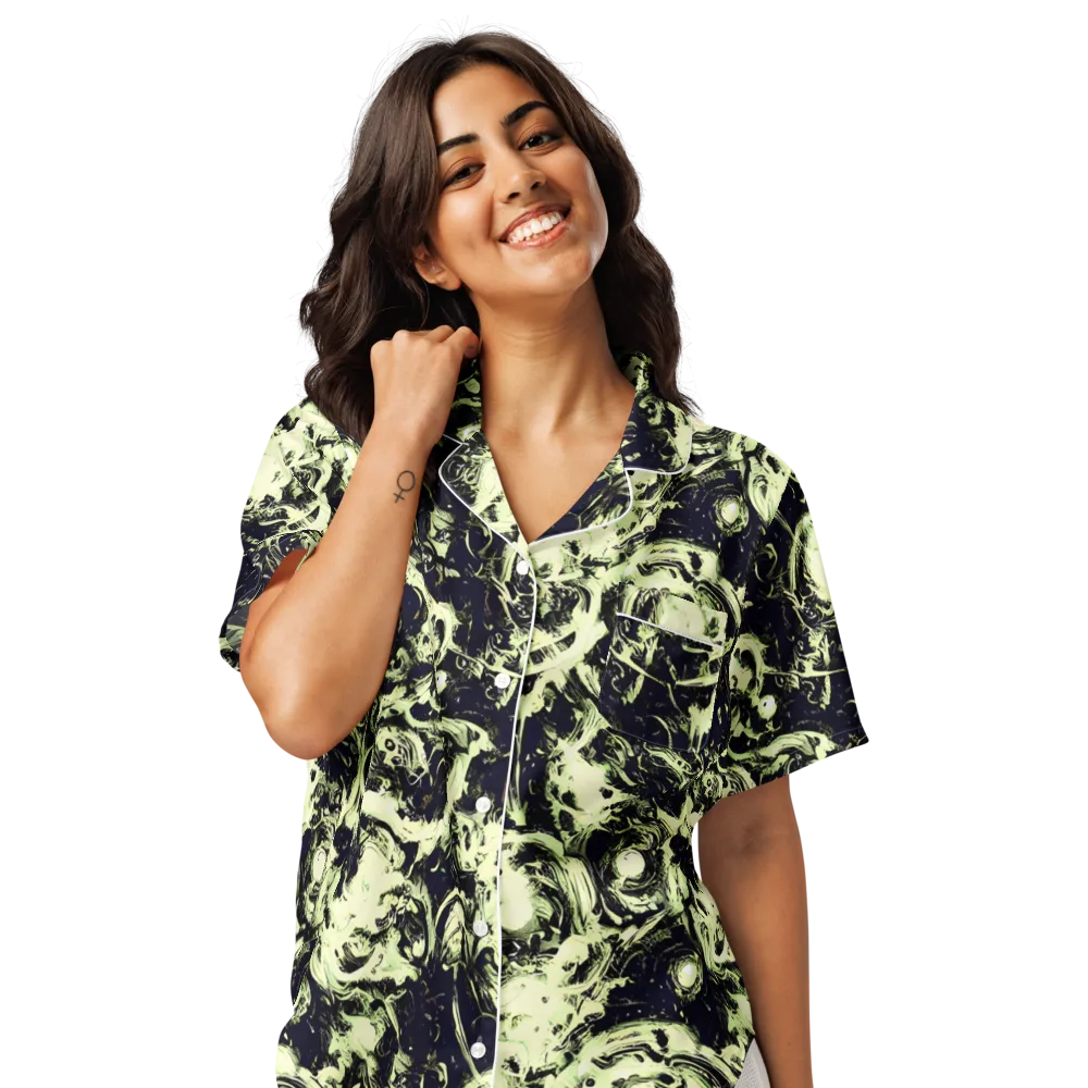 Acid Bone Garden on Women's Short Sleeve Pajama Top — Front