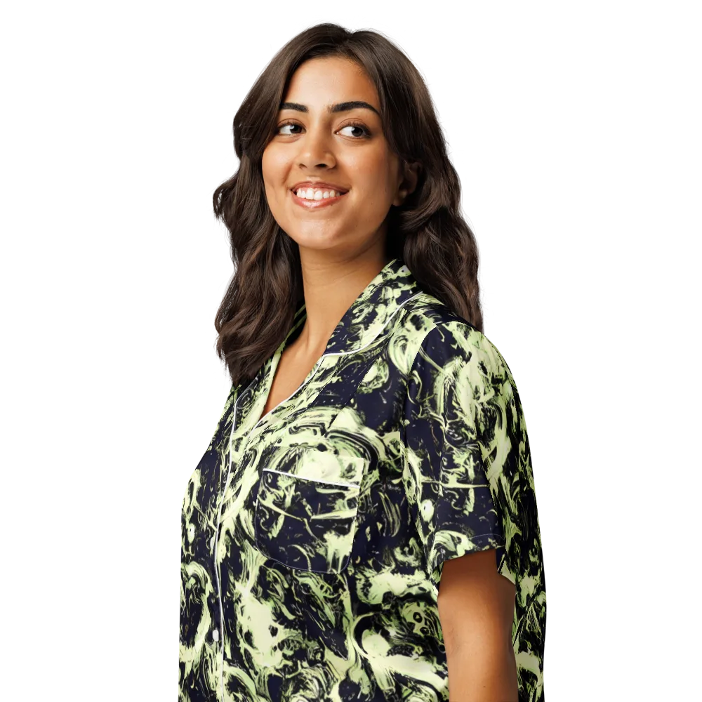 Acid Bone Garden on Women's Short Sleeve Pajama Top — Left Front