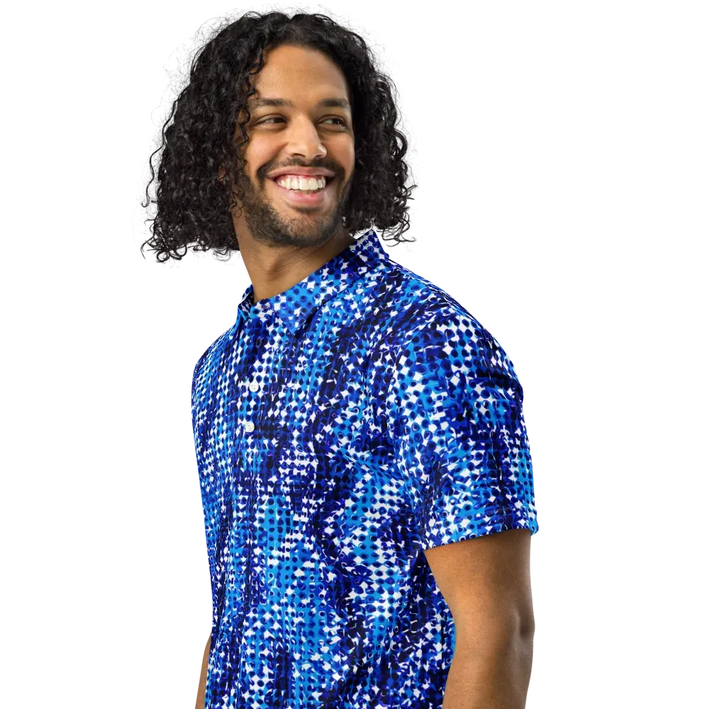 Azure Static on Men's Slim Fit Polo Shirt — Left Front