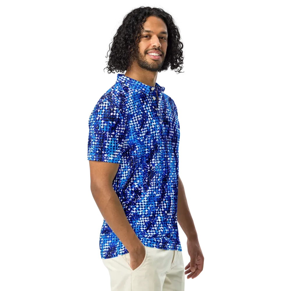 Azure Static on Men's Slim Fit Polo Shirt — Right Front