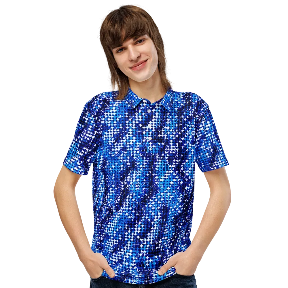 Azure Static on Men's Slim Fit Polo Shirt — Front