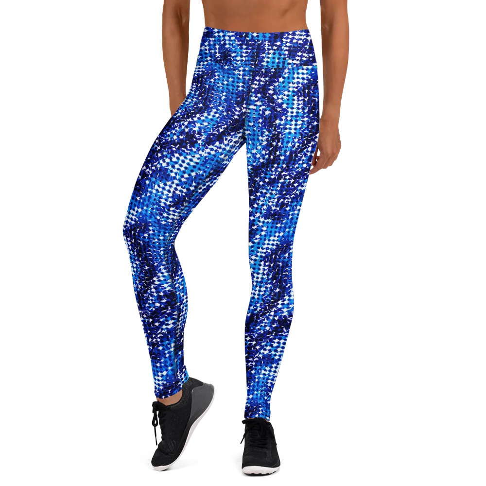 Azure Static on Yoga Leggings — Front