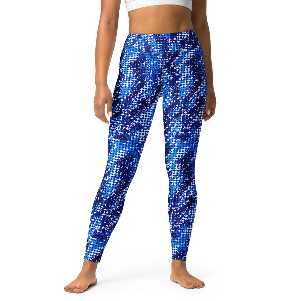 Azure Static on Yoga Leggings — Front