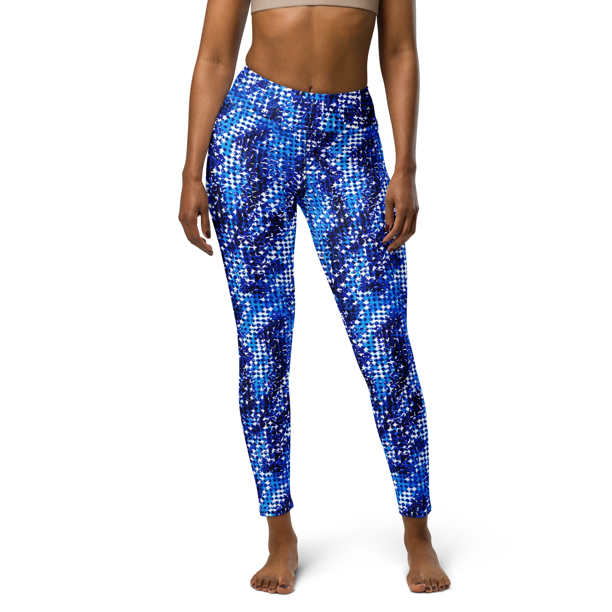 Azure Static on Yoga Leggings — Front