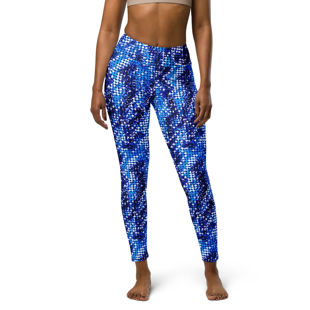 Azure Static on Yoga Leggings — Front