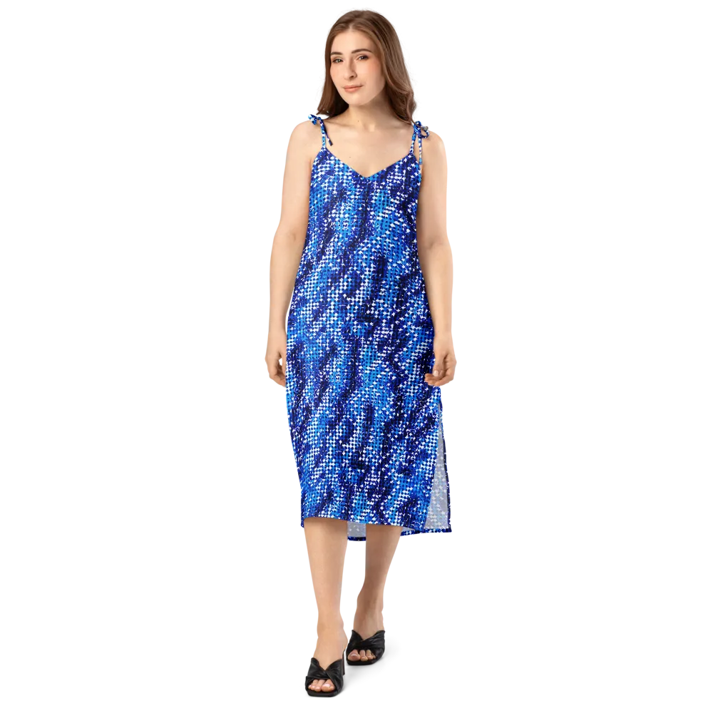 Azure Static on Slip Dress — Front