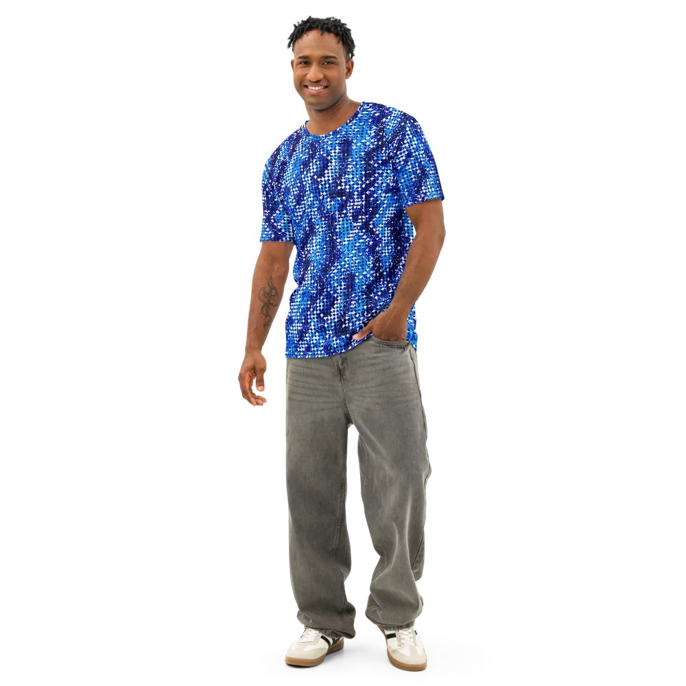 Azure Static on Men's Cotton Crew Neck T-Shirt — Front