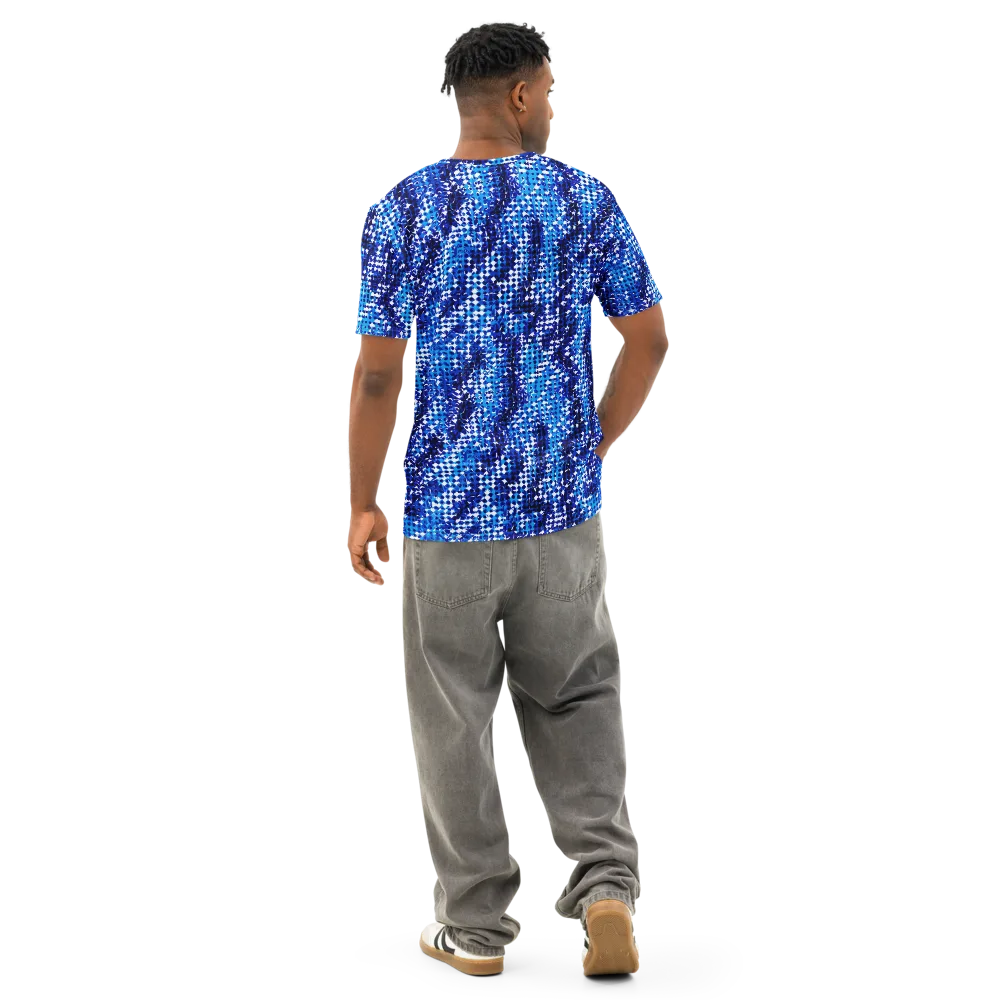 Azure Static on Men's Cotton Crew Neck T-Shirt — Back