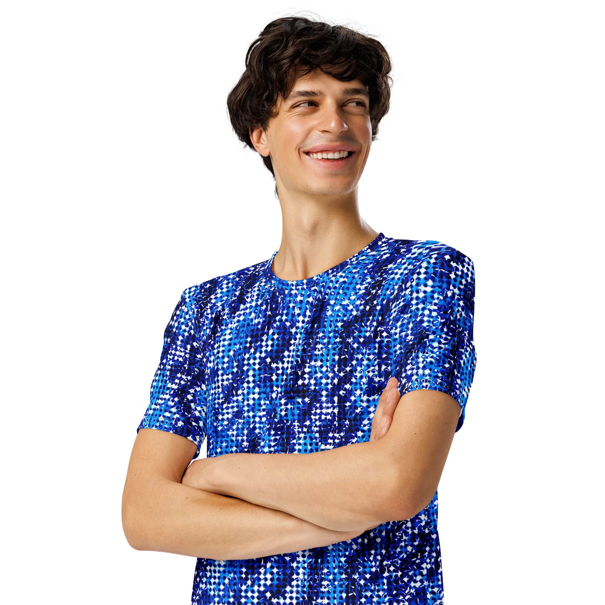 Azure Static on Men's Crew Neck T-Shirt — Left Front
