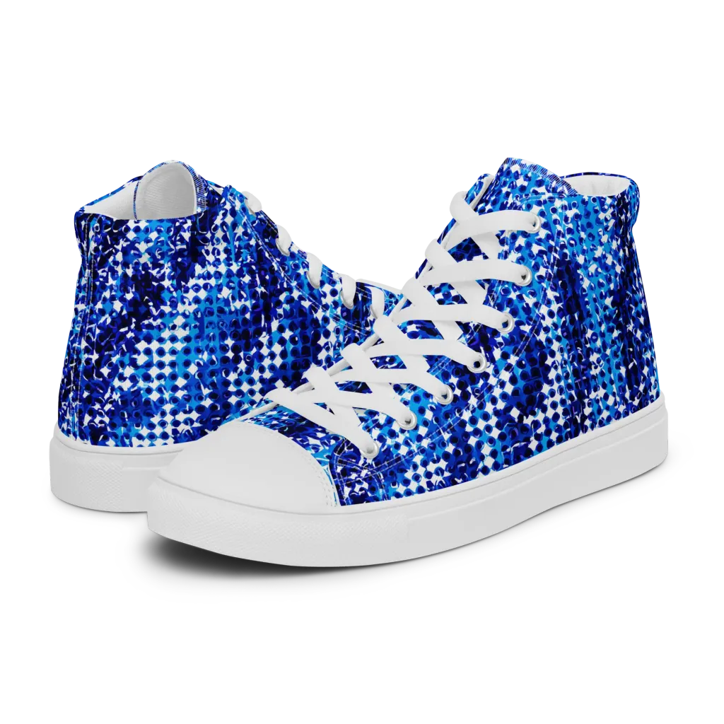 Azure Static on Men's High Top Canvas Shoes — Left