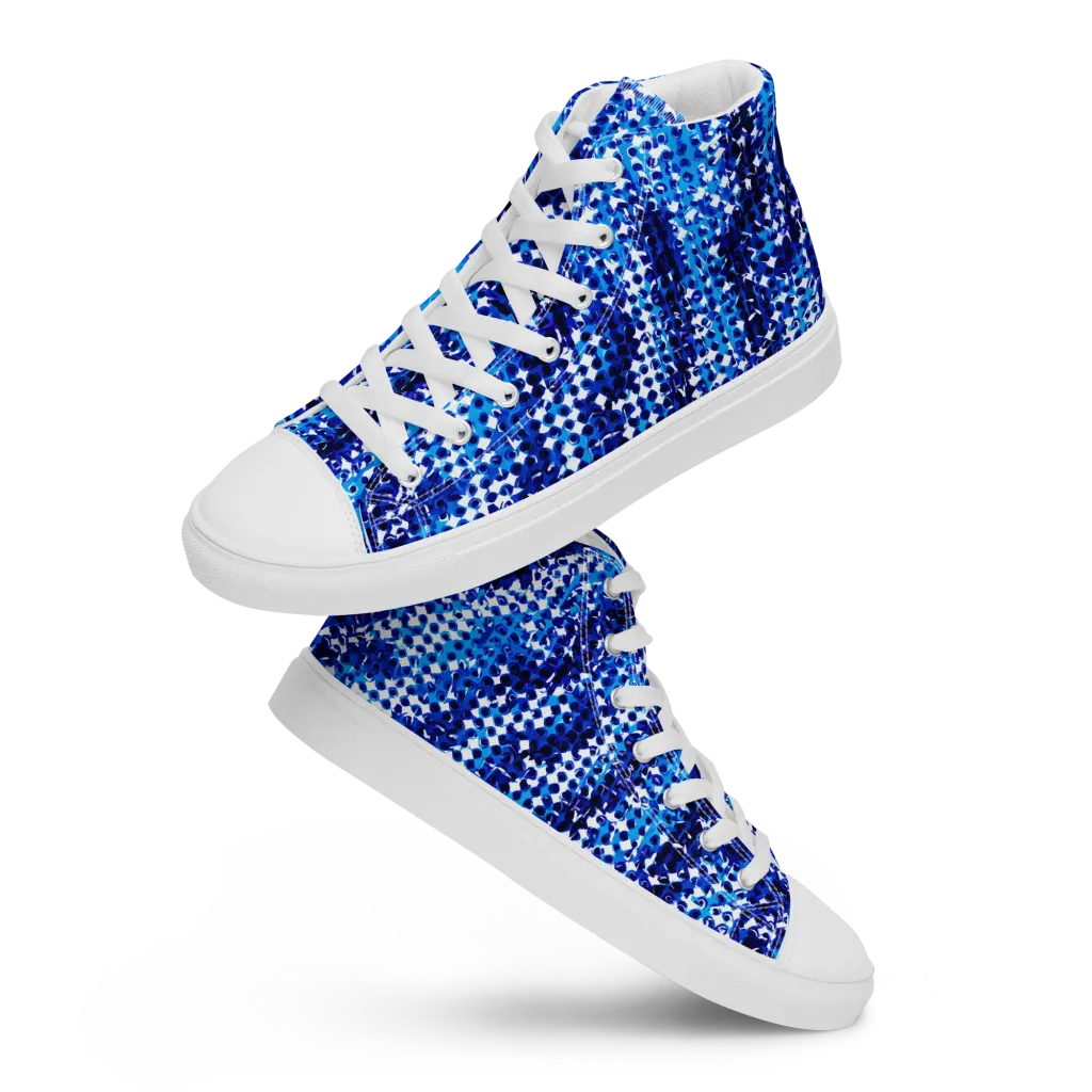 Azure Static on Men's High Top Canvas Shoes — Front
