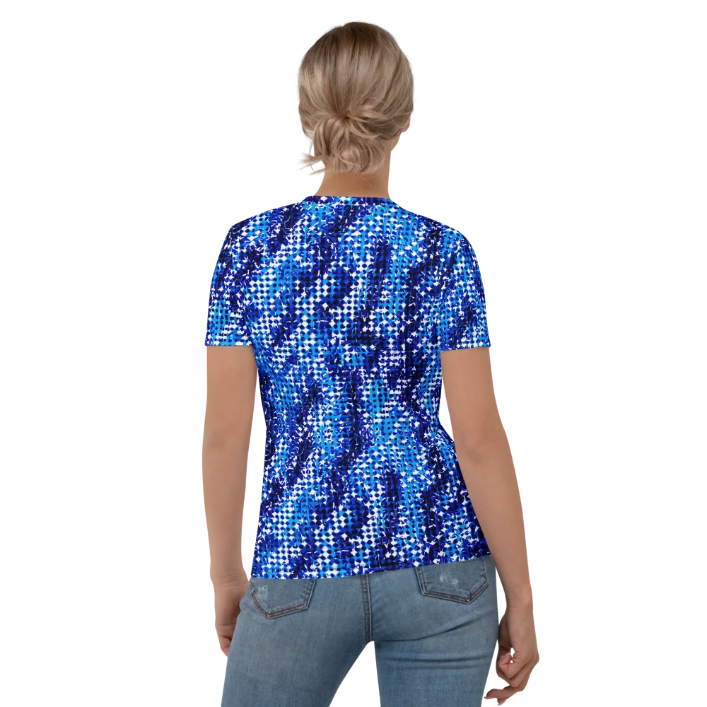 Azure Static on Women's Crew Neck T-Shirt — Back