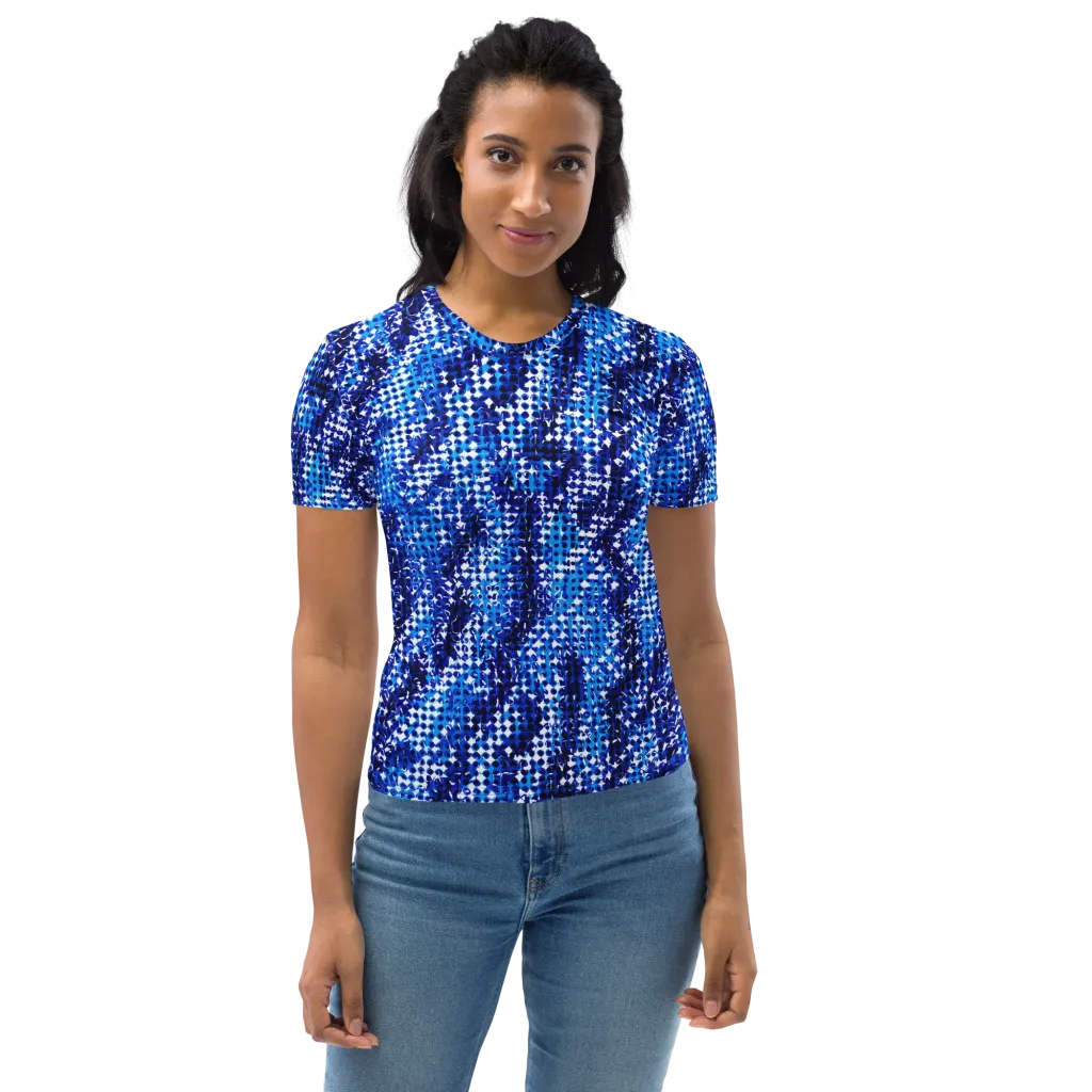 Azure Static on Women's Crew Neck T-Shirt — Front