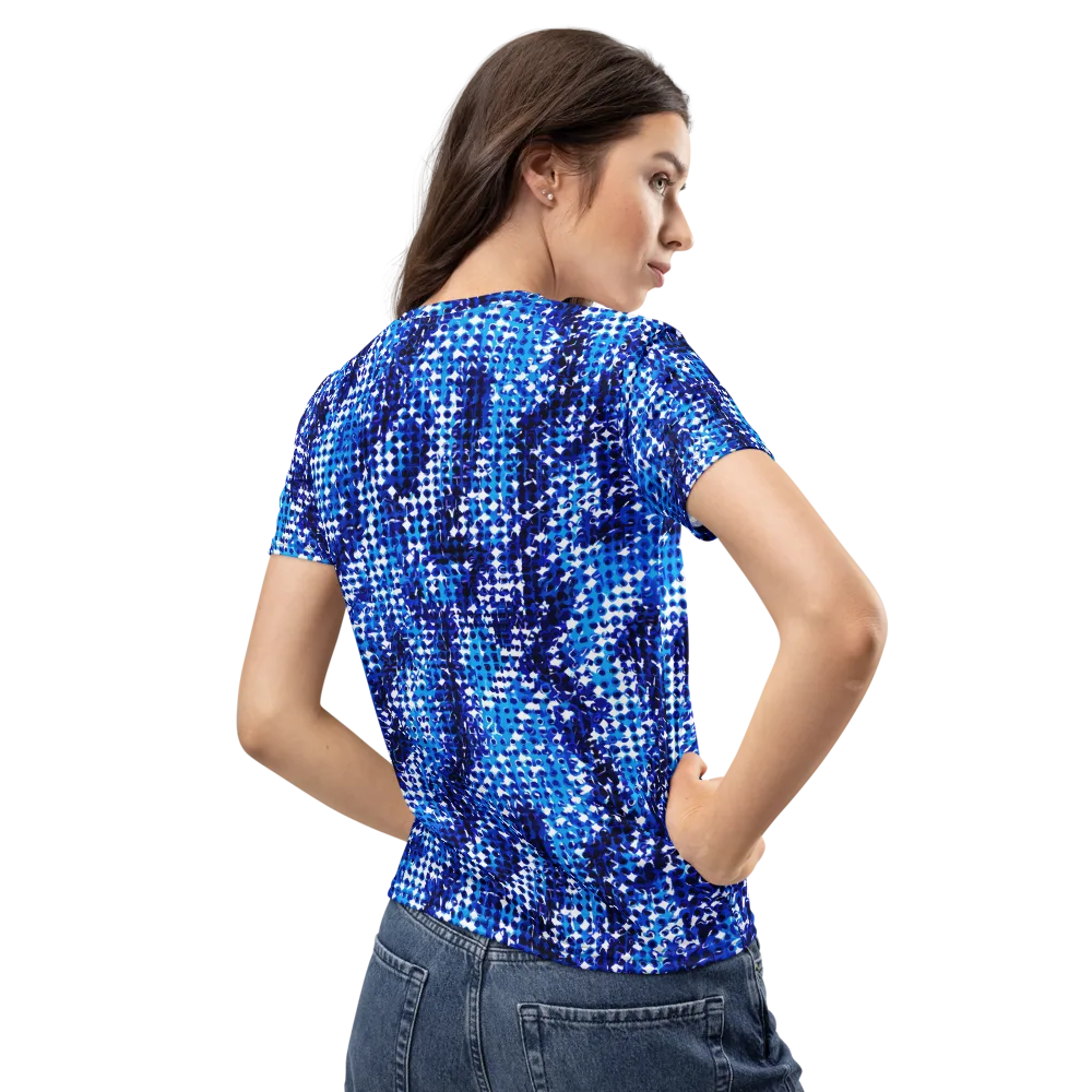 Azure Static on Women's Crew Neck T-Shirt — Back