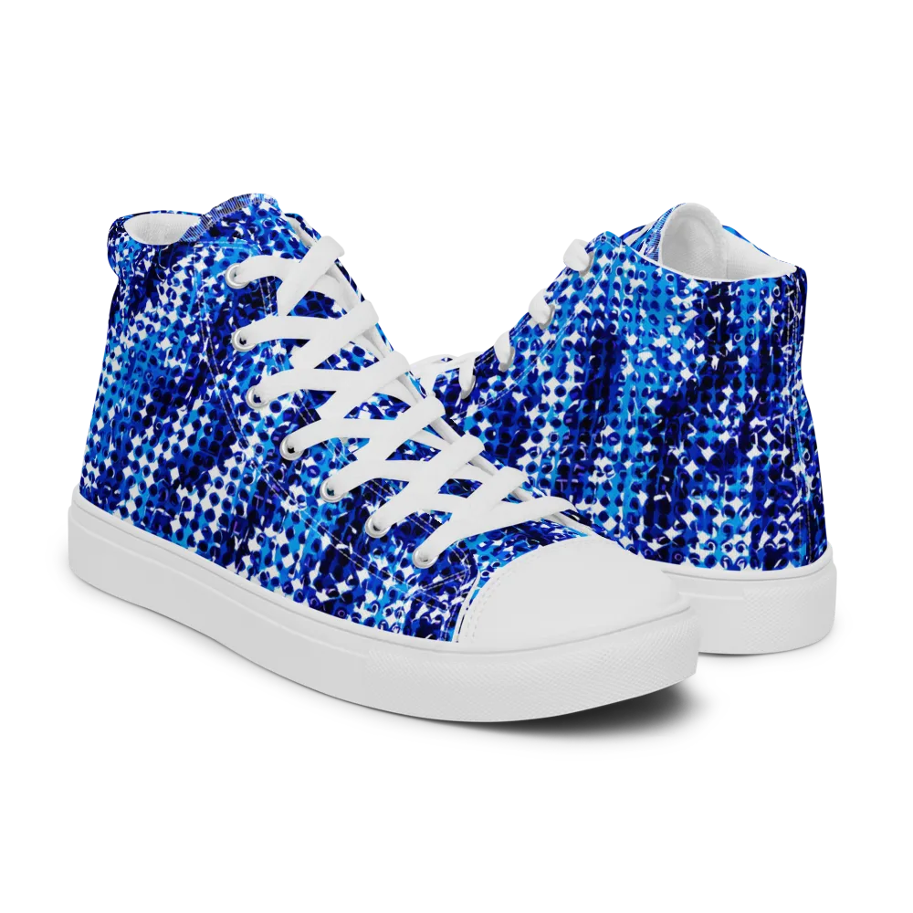Azure Static on Women's High Top Canvas Shoes — Right