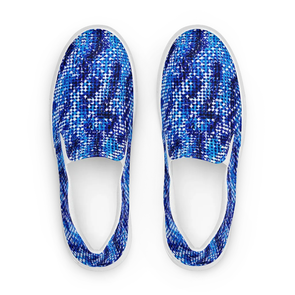 Azure Static on Men's Slip-On Canvas Shoes — Front