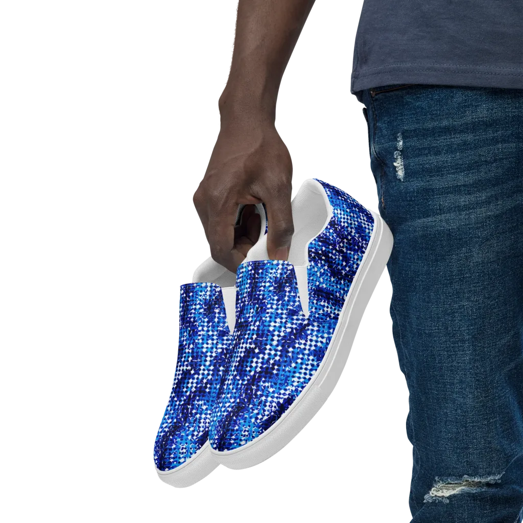 Azure Static on Men's Slip-On Canvas Shoes — Left Front