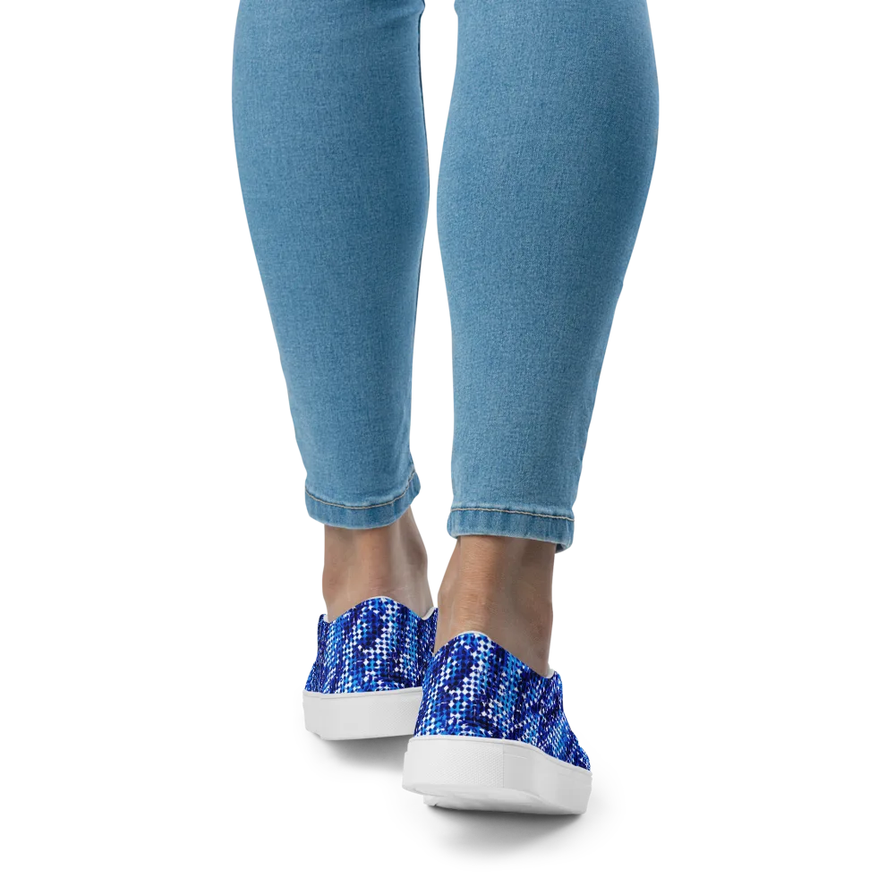 Azure Static on Women's Slip-On Canvas Shoes — Back