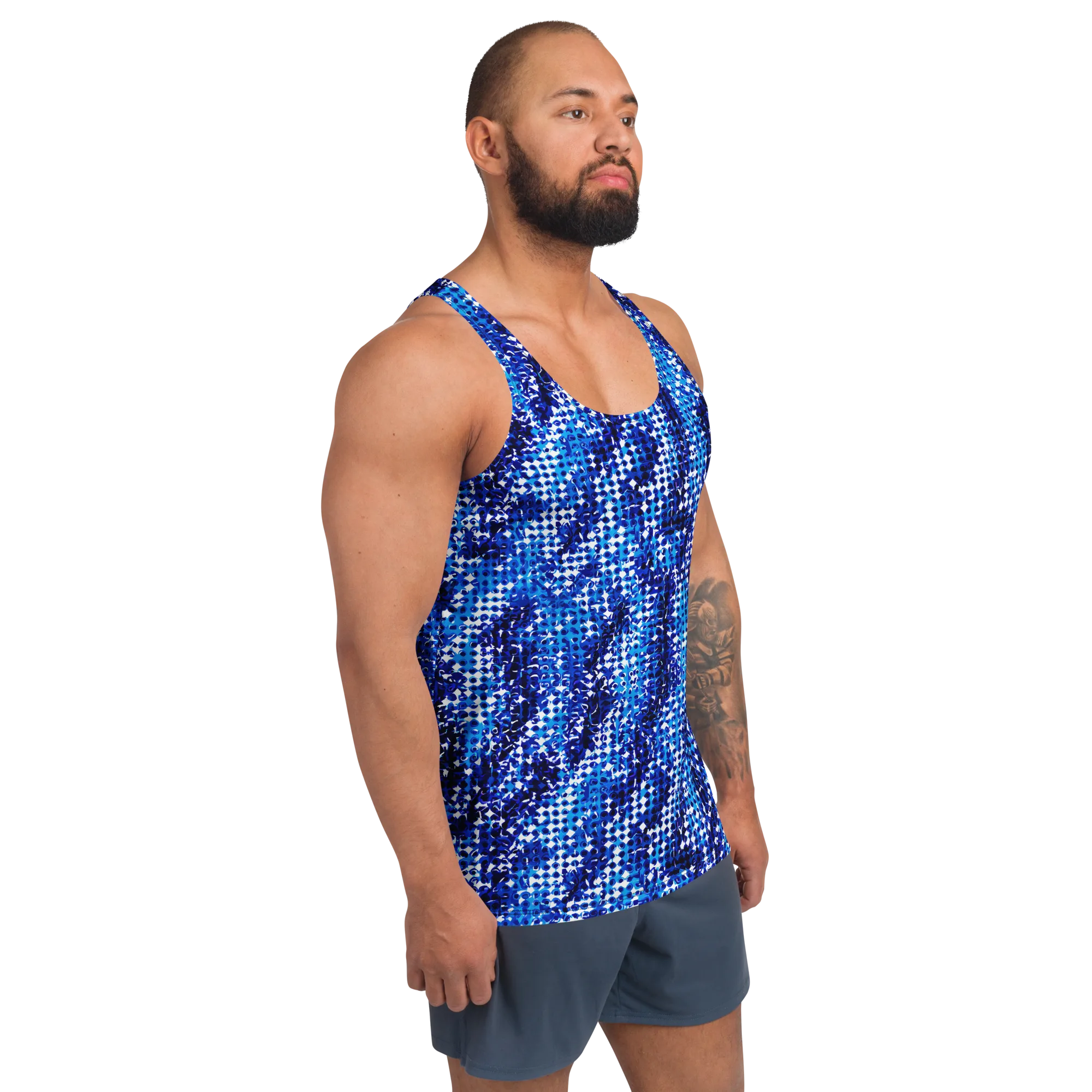 Azure Static on Men's Tank Top — Right Front