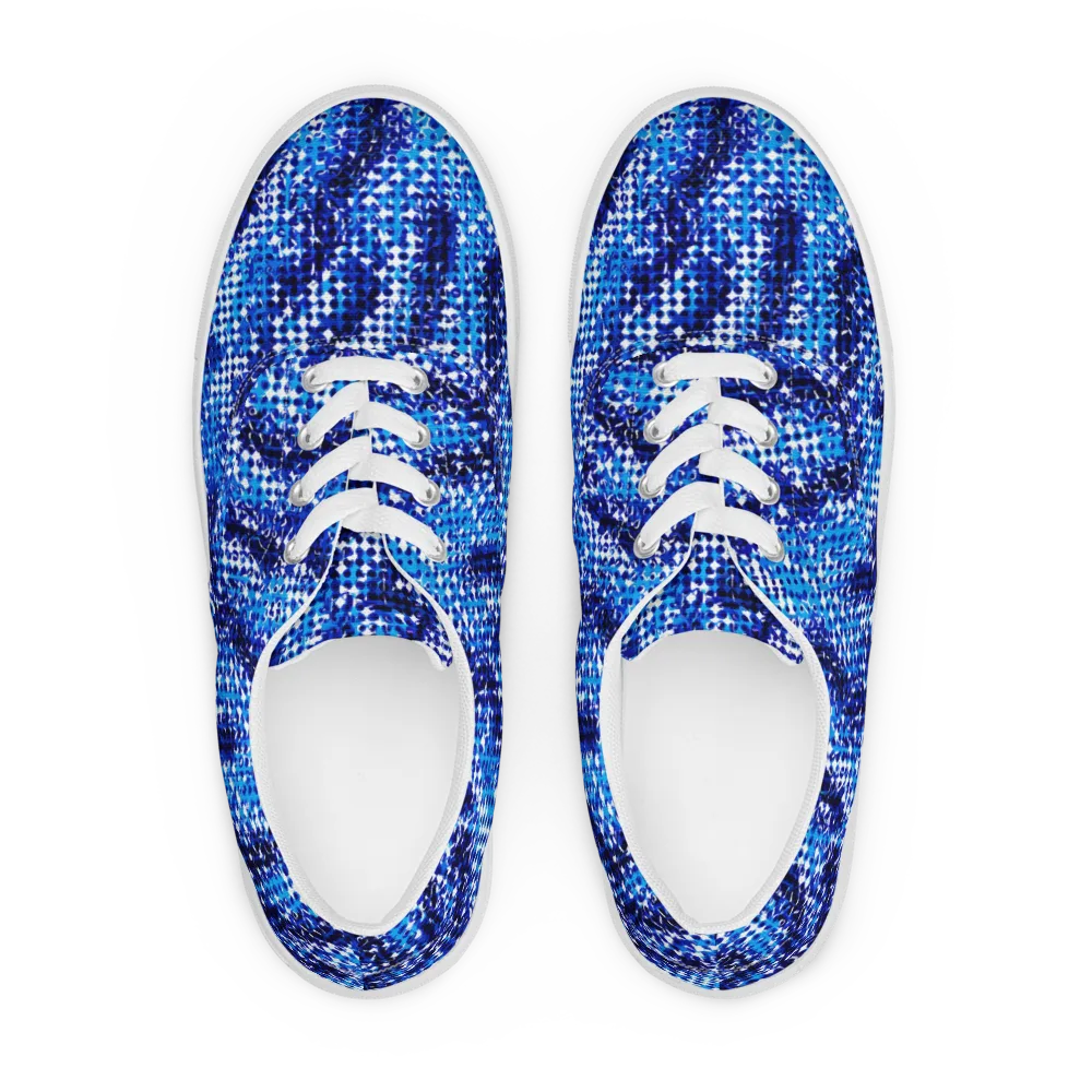 Azure Static on Men's Lace-Up Canvas Shoes — Front
