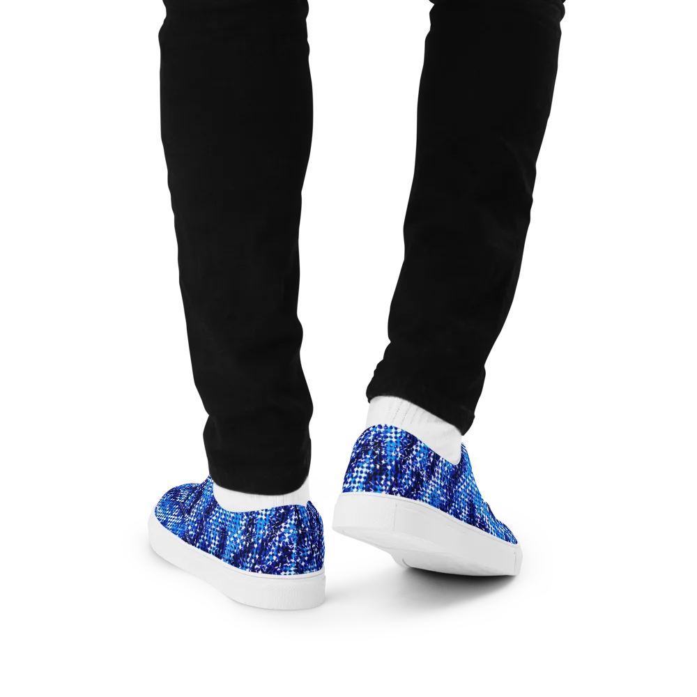 Azure Static on Men's Lace-Up Canvas Shoes — Back