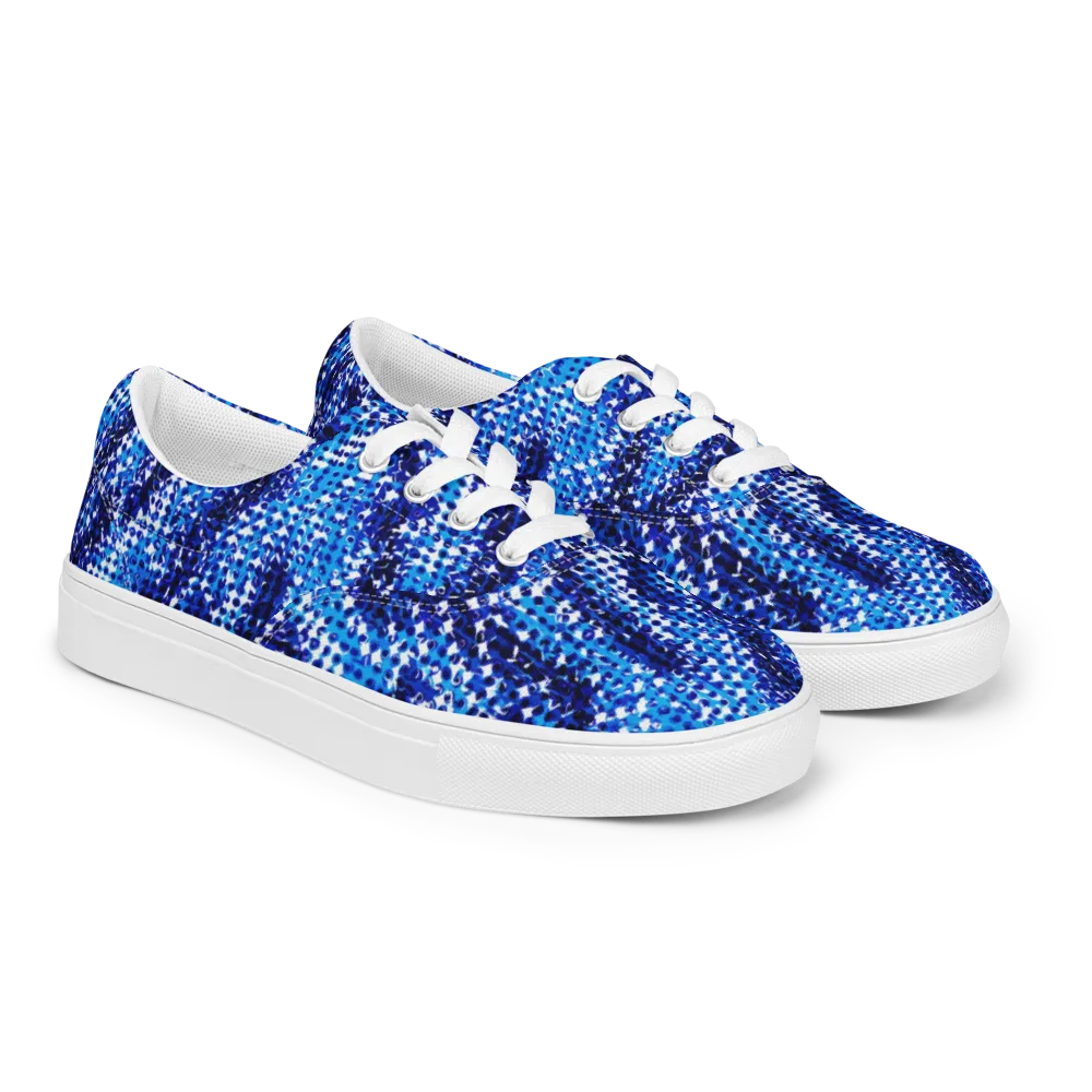 Azure Static on Men's Lace-Up Canvas Shoes — Right Front