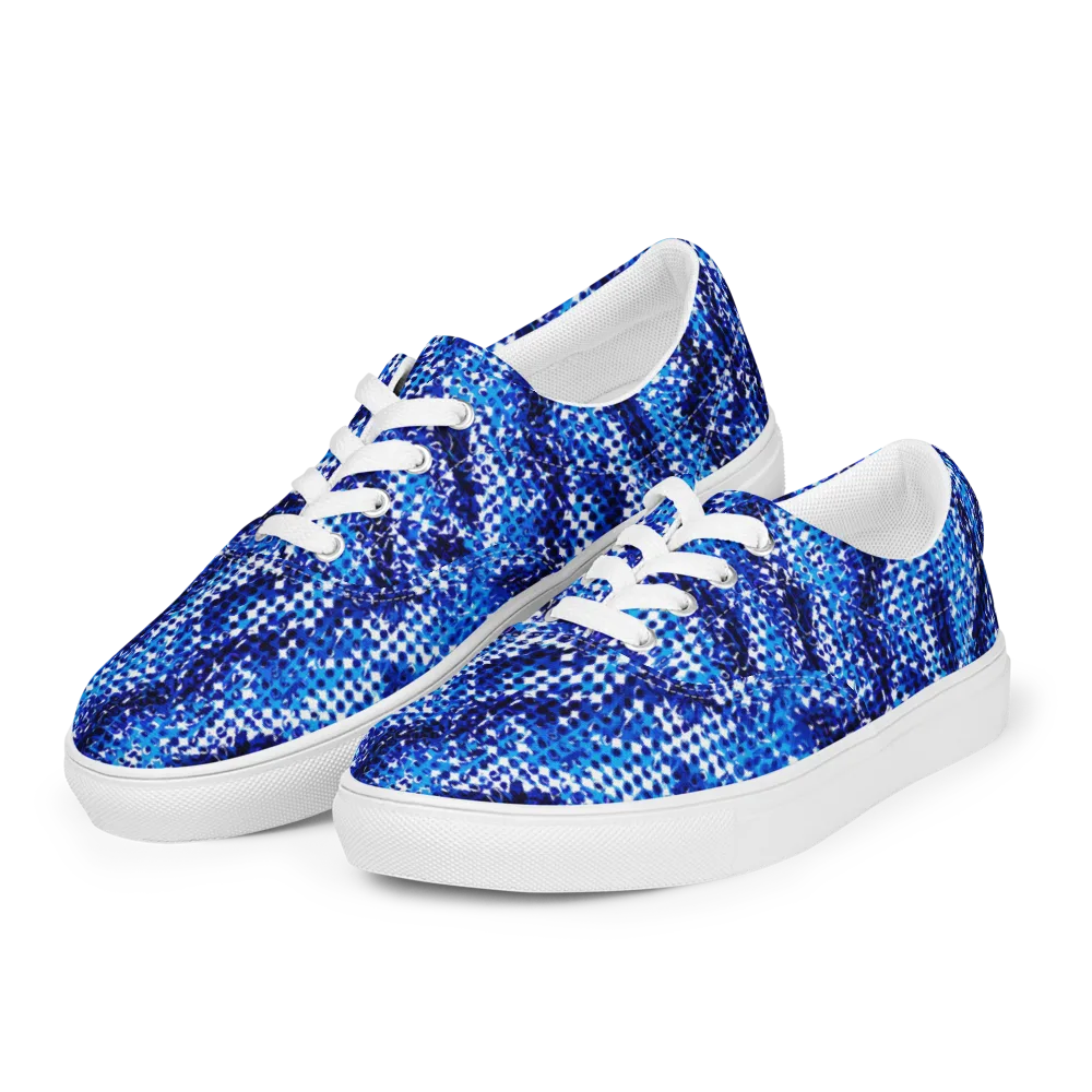 Azure Static on Men's Lace-Up Canvas Shoes — Left Front