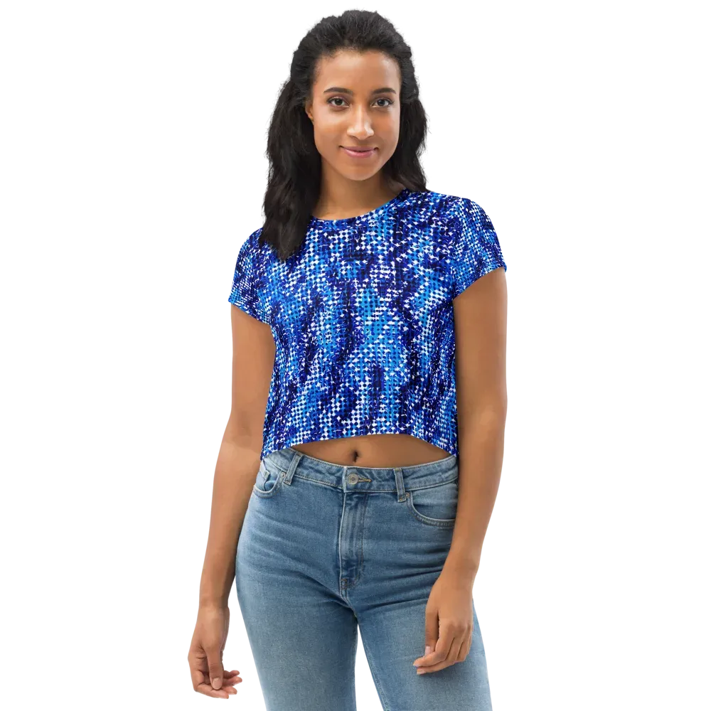 Azure Static on Crop Tee — Front