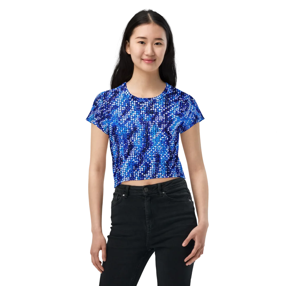 Azure Static on Crop Tee — Front