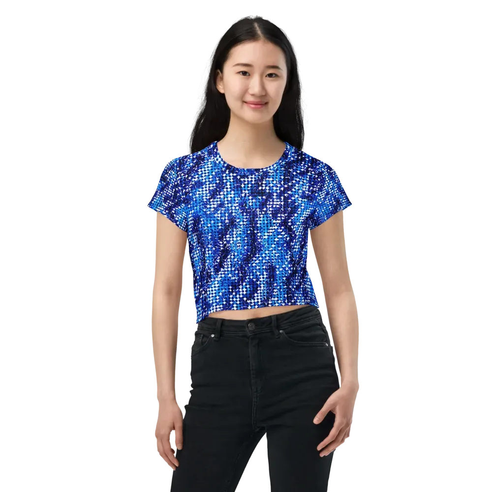 Azure Static on Crop Tee — Front