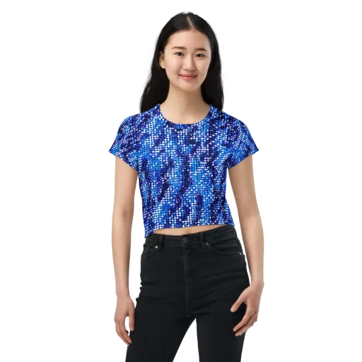 Azure Static on a Crop Tee