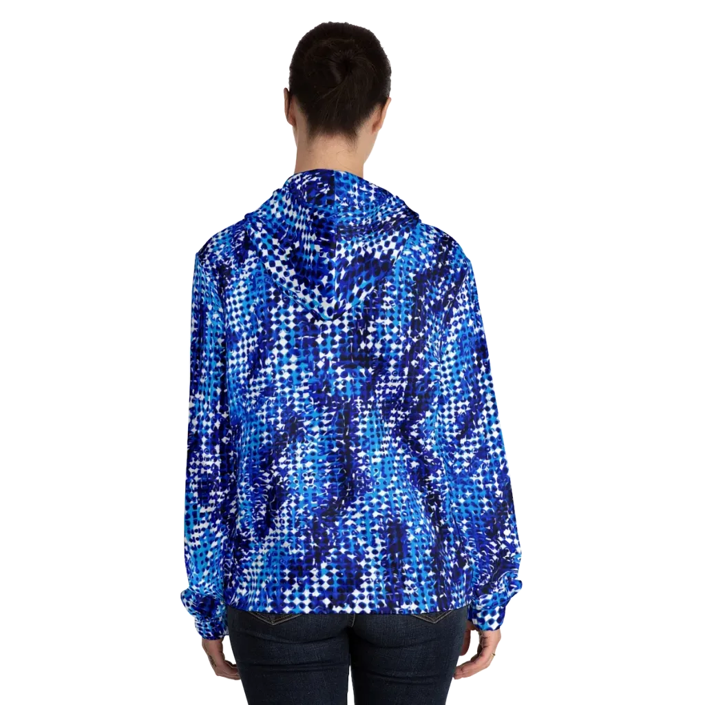 Azure Static on Women's Full-Zip Hoodie — Back On Person