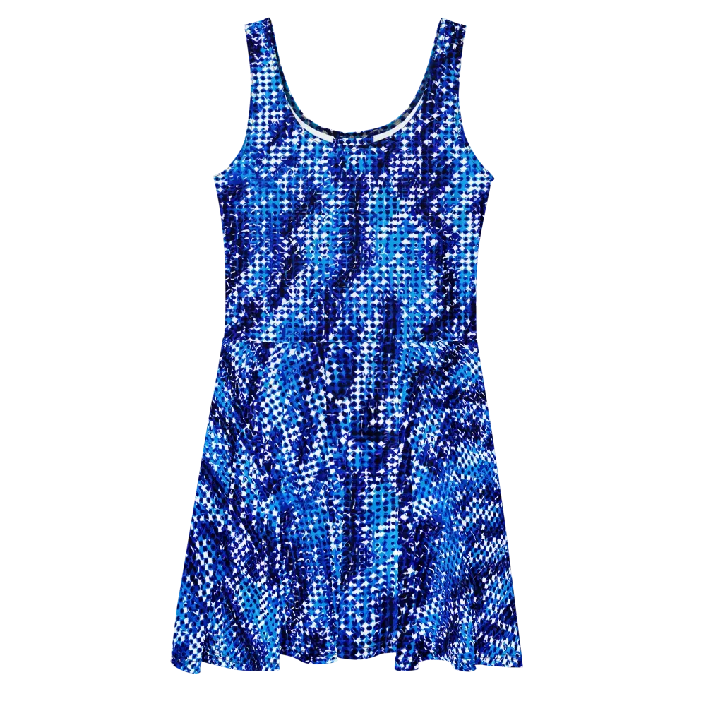 Azure Static on Skater Dress — Front
