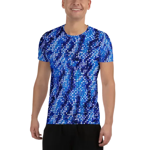 Azure Static on a Men's Athletic T-Shirt