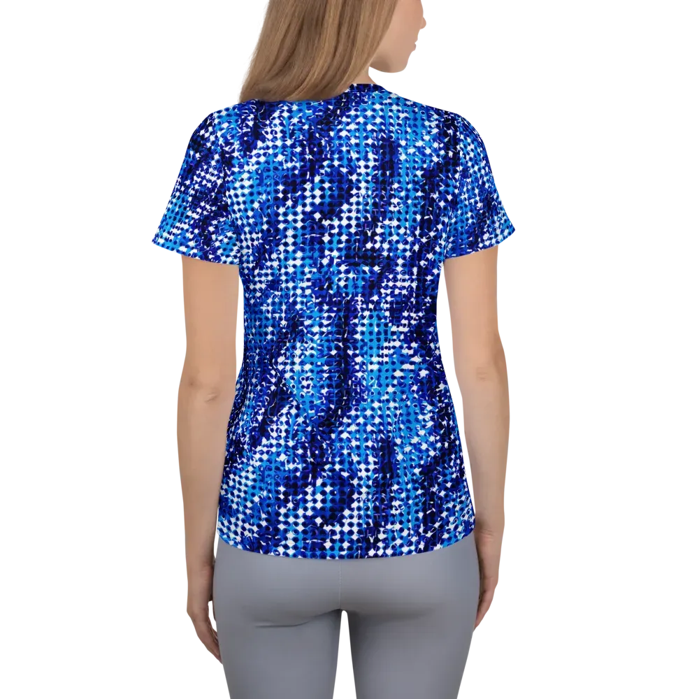 Azure Static on Women's Athletic T-Shirt — Back