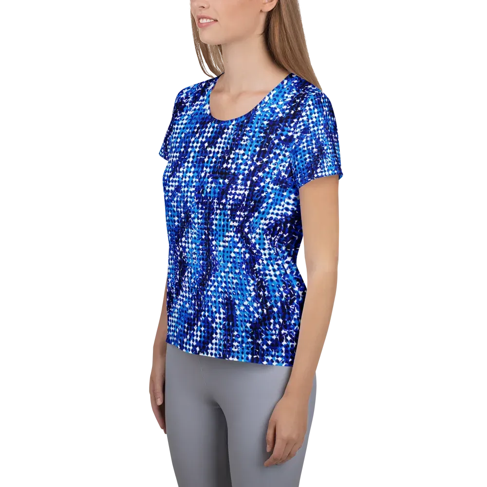 Azure Static on Women's Athletic T-Shirt — Left