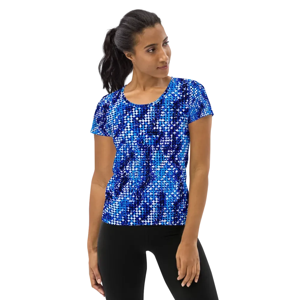 Azure Static on Women's Athletic T-Shirt — Front