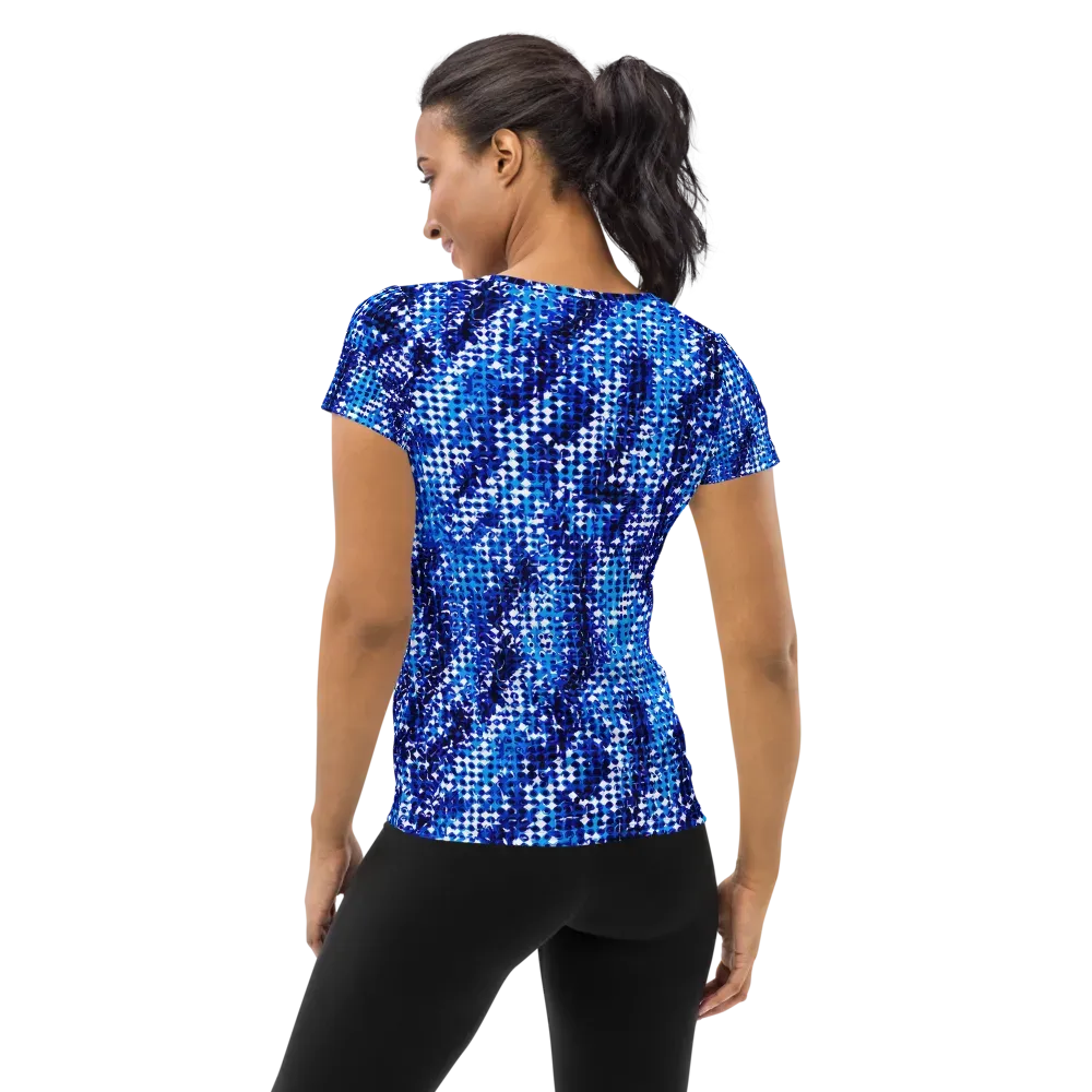 Azure Static on Women's Athletic T-Shirt — Back