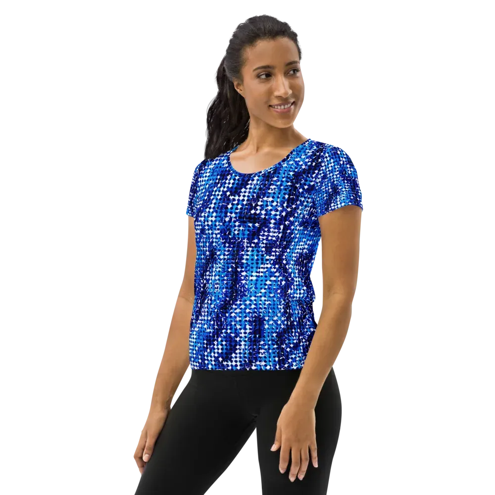 Azure Static on Women's Athletic T-Shirt — Left