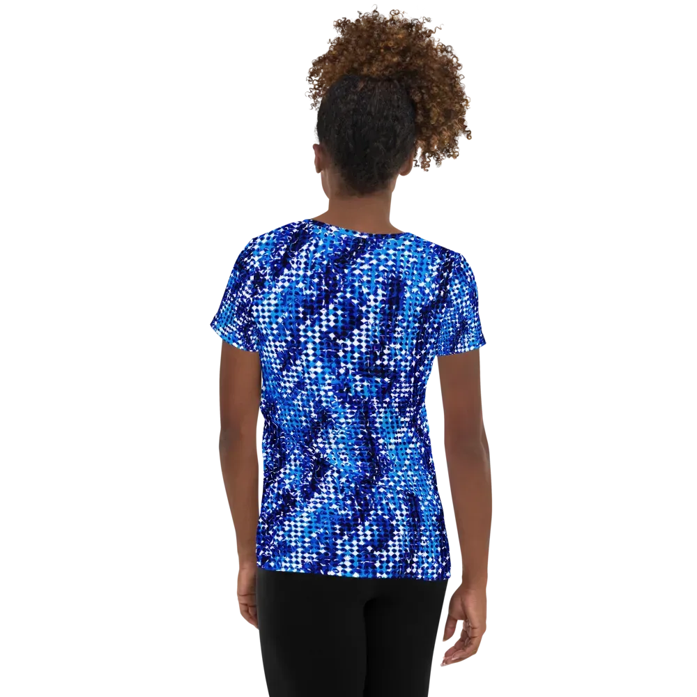 Azure Static on Women's Athletic T-Shirt — Back